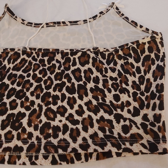 051. Leopard Print Crop Spaghetti Straps Camisole  Size M - Picture 6 of 16